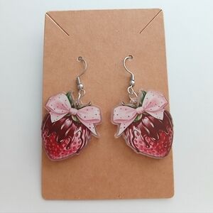 Fashion Jewelry Pink & Red Chocolate-Dipped Strawberry Earrings